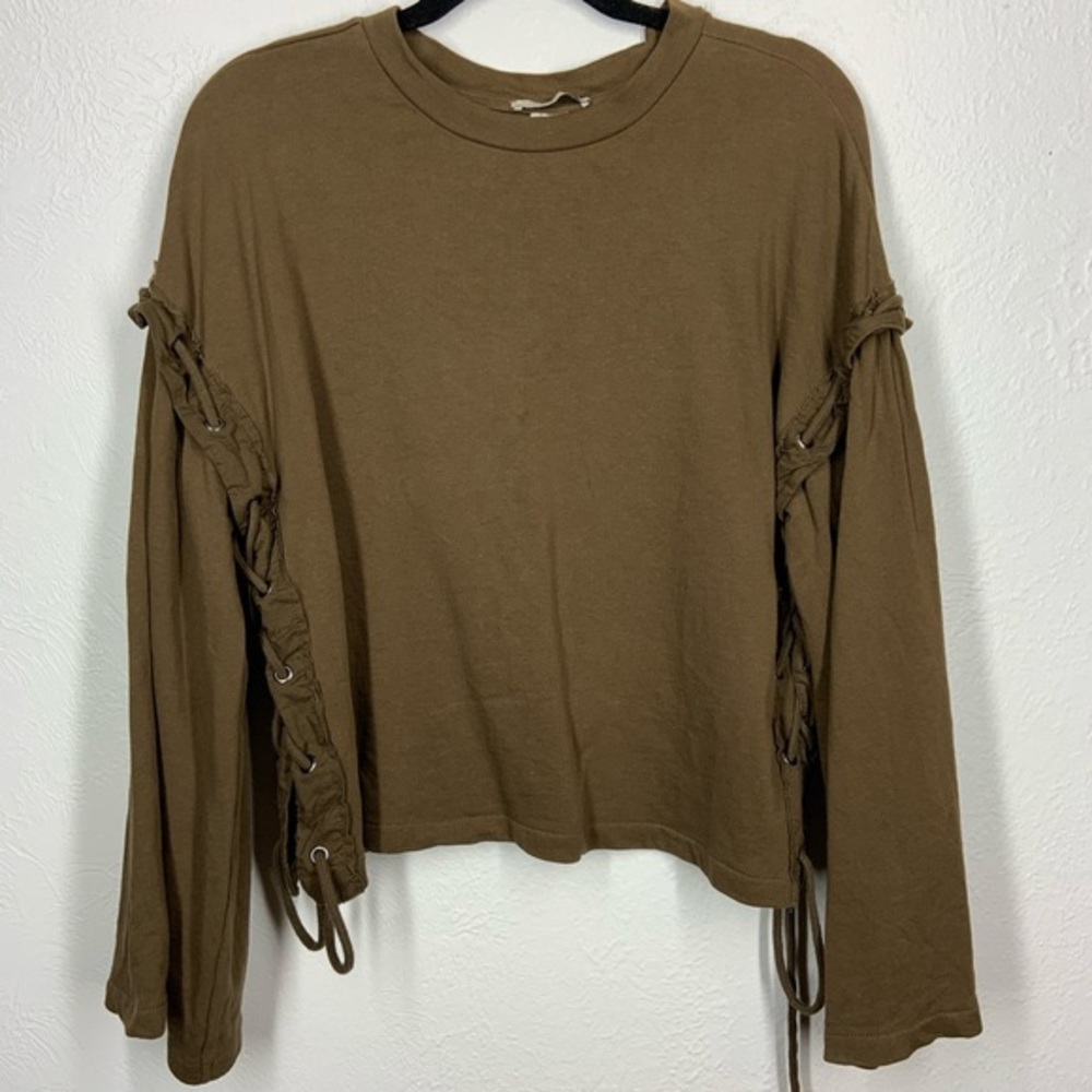 Zara Dark Green Lace Up Sweatshirt